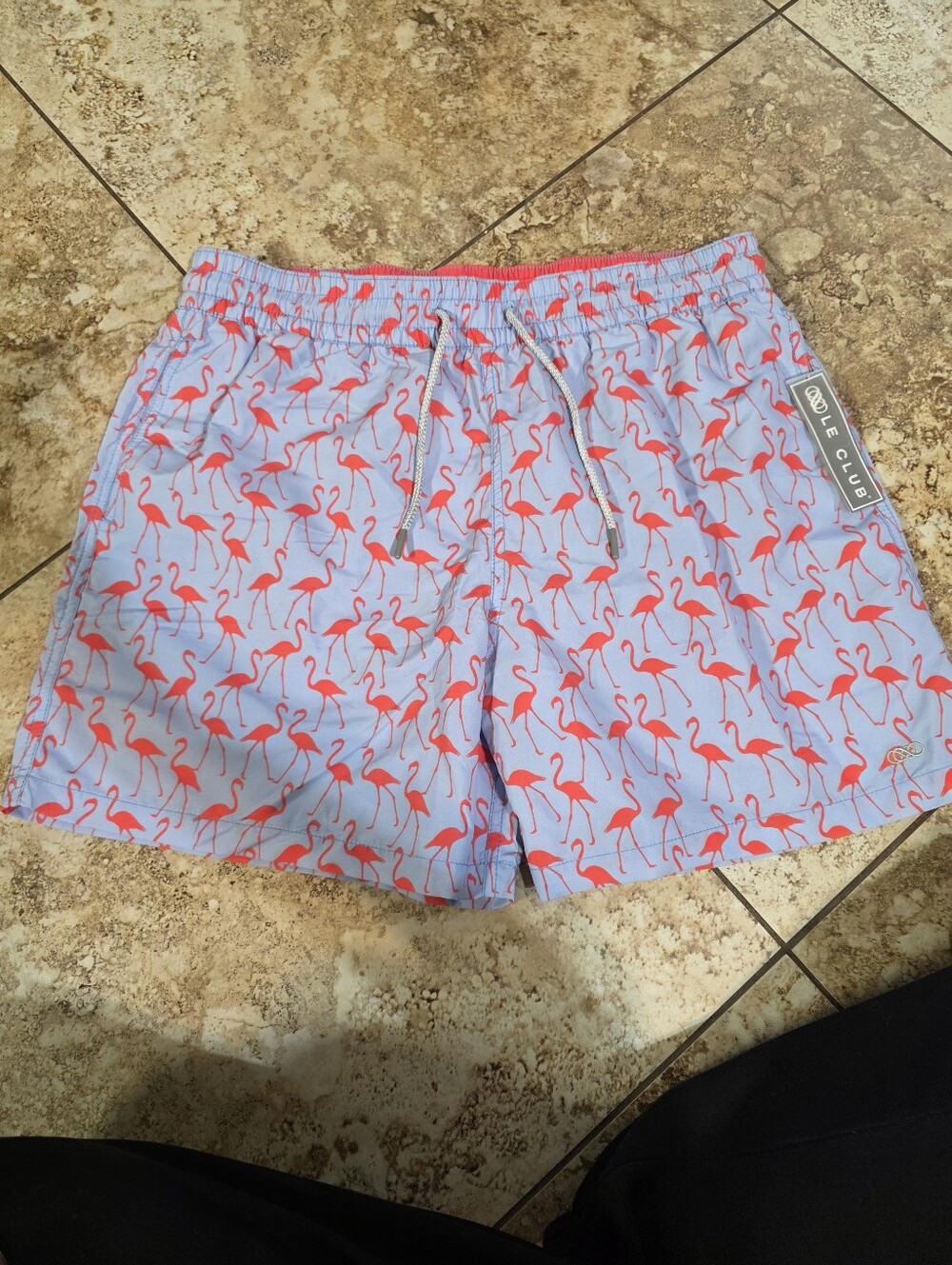NWT Le Club Original Flamingo Bay Eco-Friendly Swim Trunks Blue XL